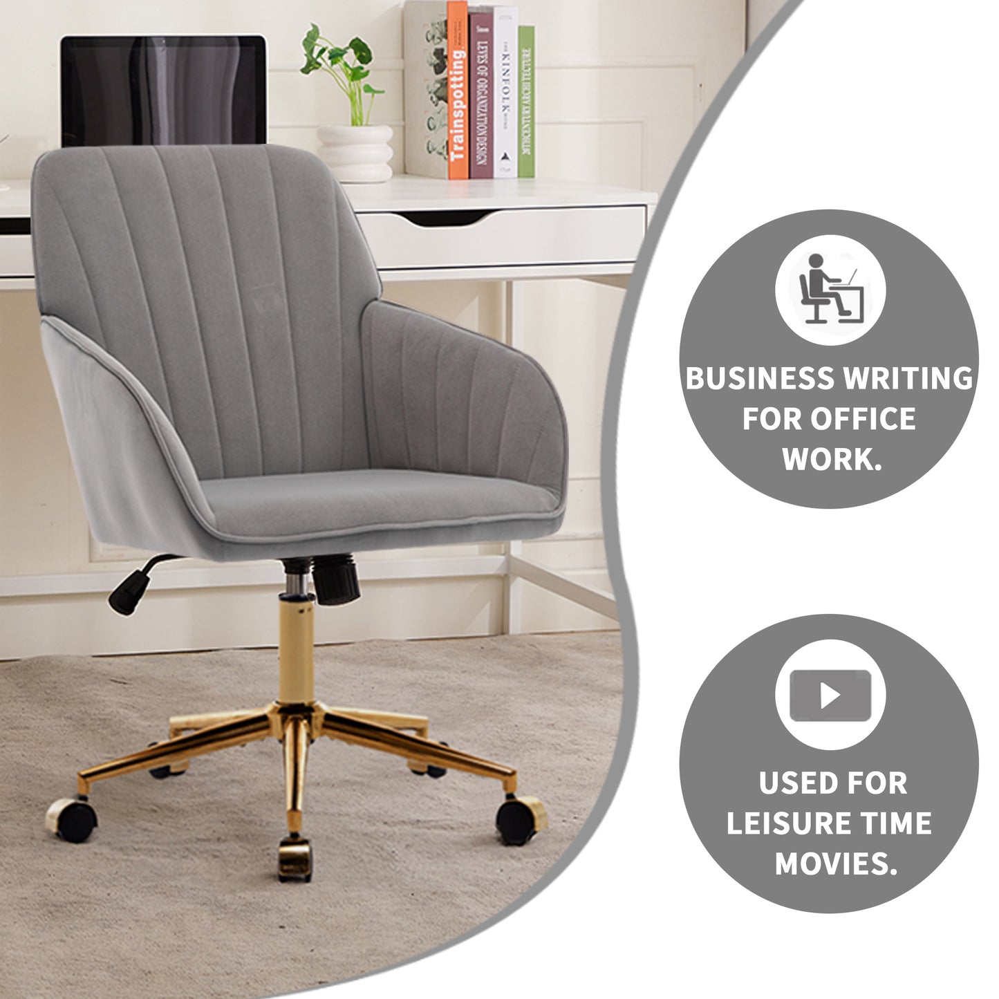 Ergonomic Gray Office Chair - Adjustable Swivel Design