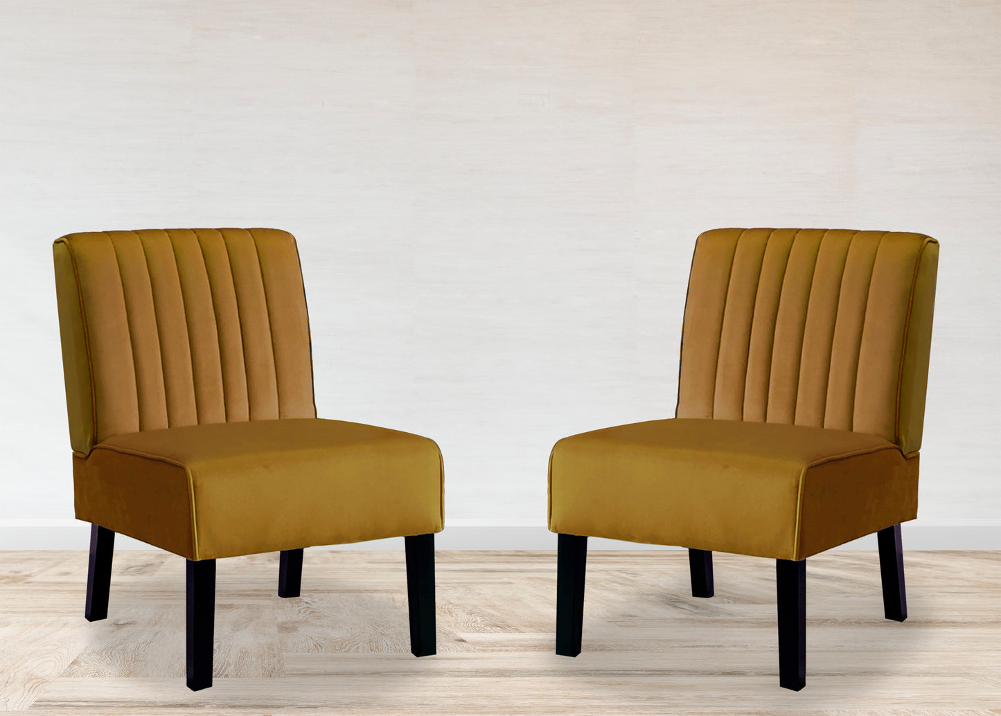 Reese Mid Century Modern Accent Chairs Set of 2 - Yellow Velvet