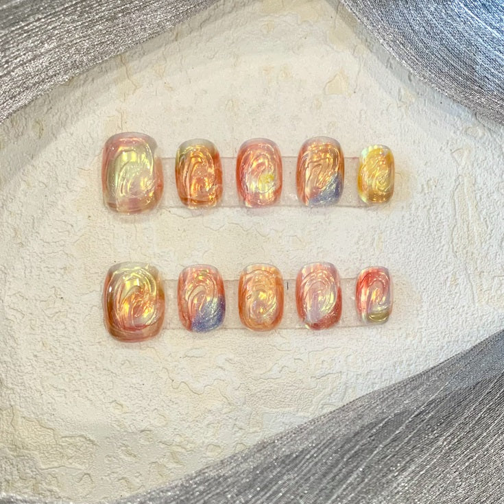 Sunset Nail Art Kit with Armor-Style Short Retro Design for Ladies