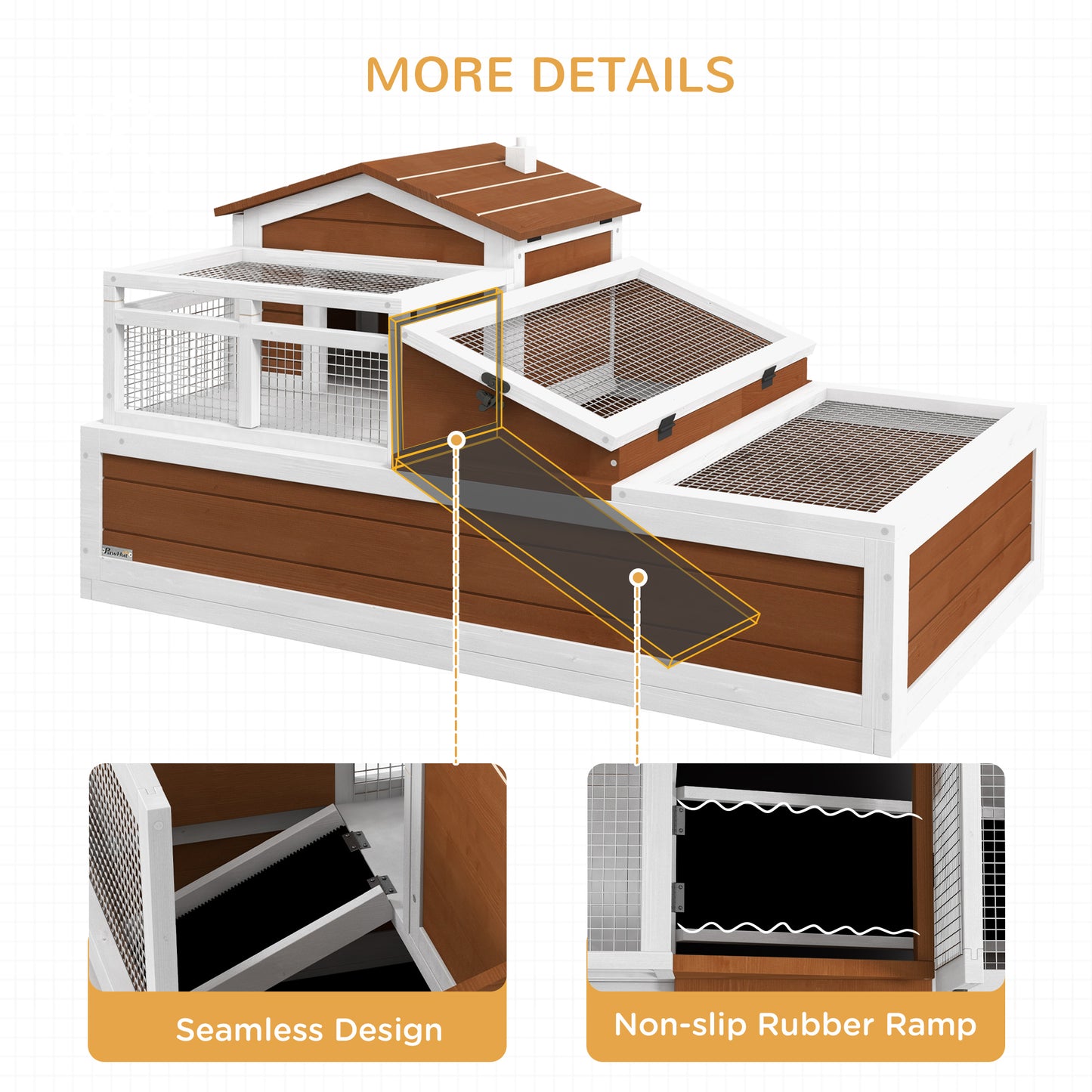 Large Tortoise Habitat House with Balcony and Openable Roofs - 44 x 25.5 inches, Coffee