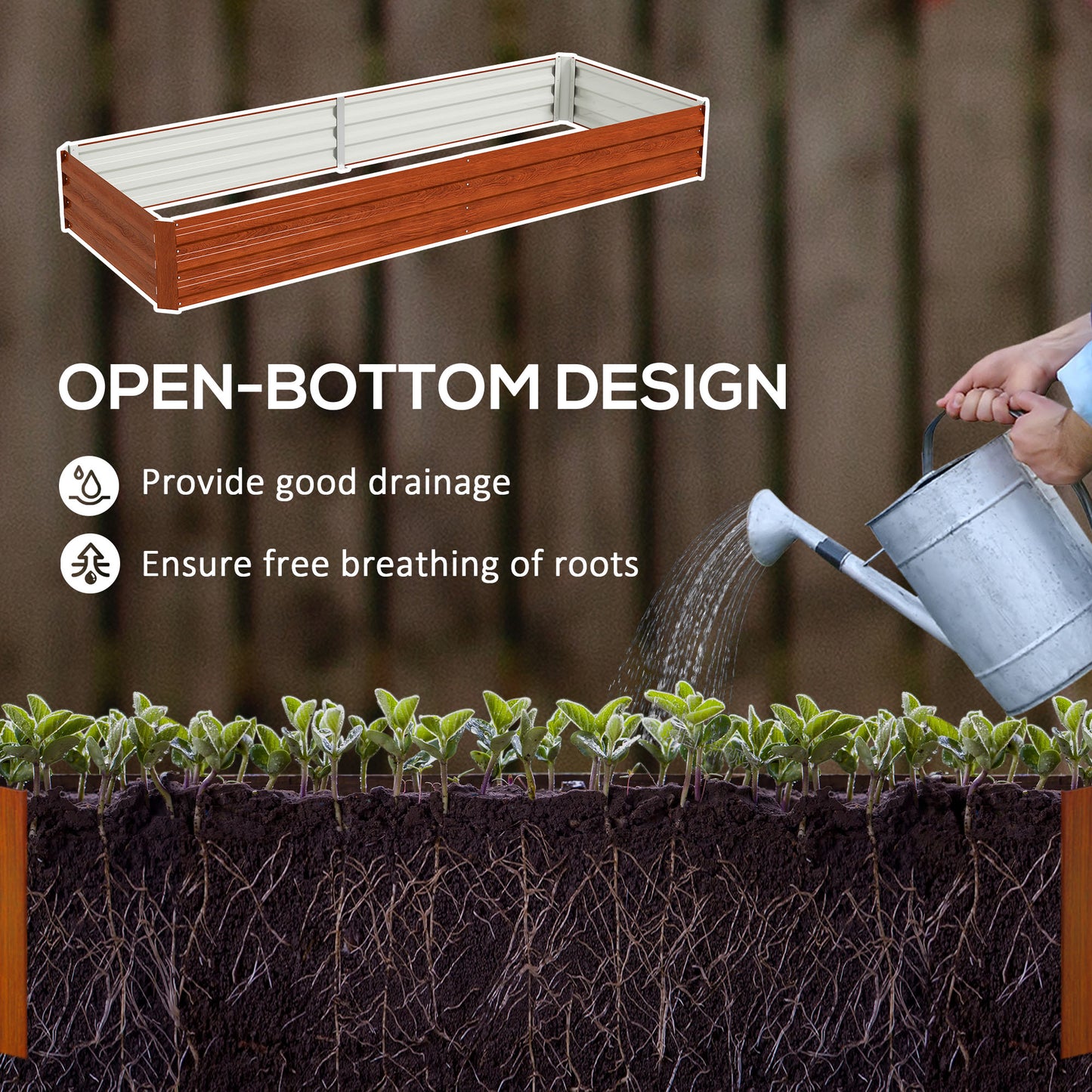 Galvanized Steel Raised Garden Bed 95x36x12 Inches for Flowers & Herbs