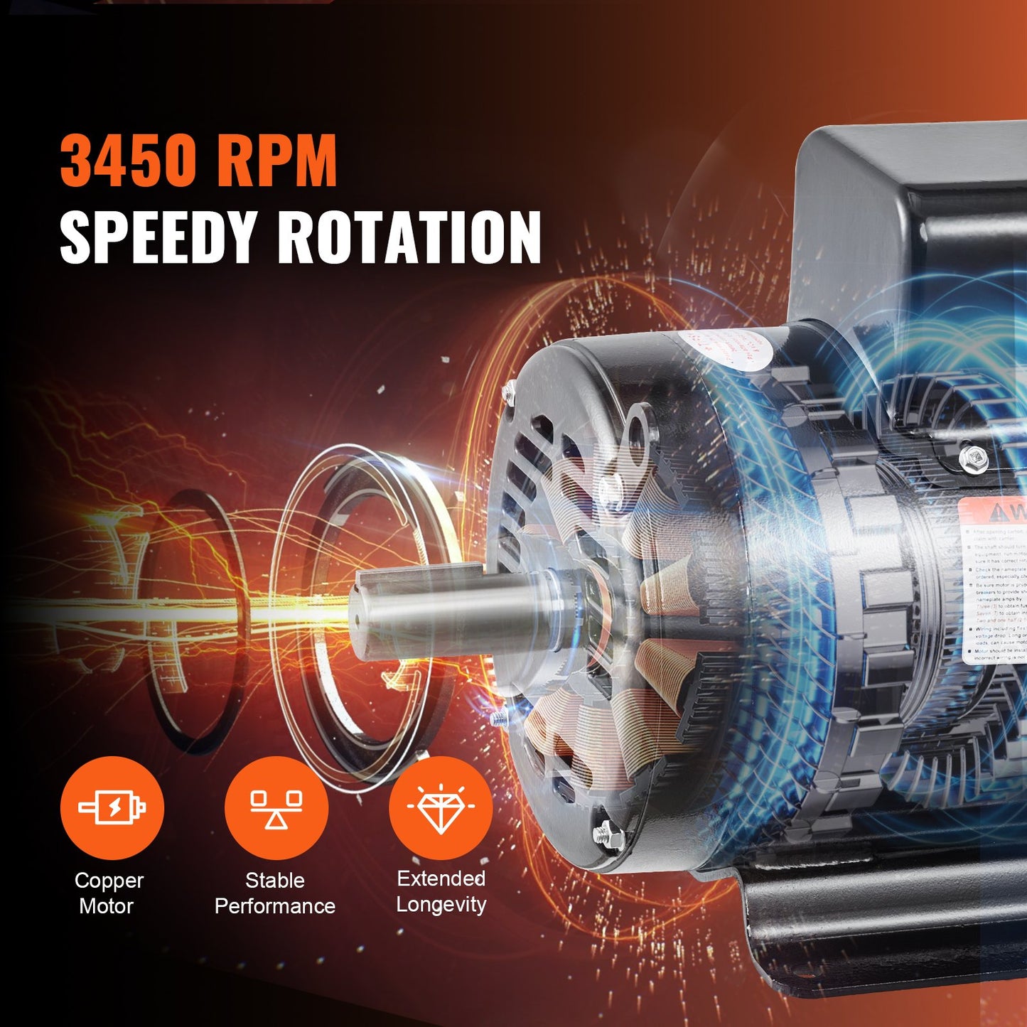 7.5HP Electric Air Compressor Motor 230V CW/CCW Rotation 184T Frame