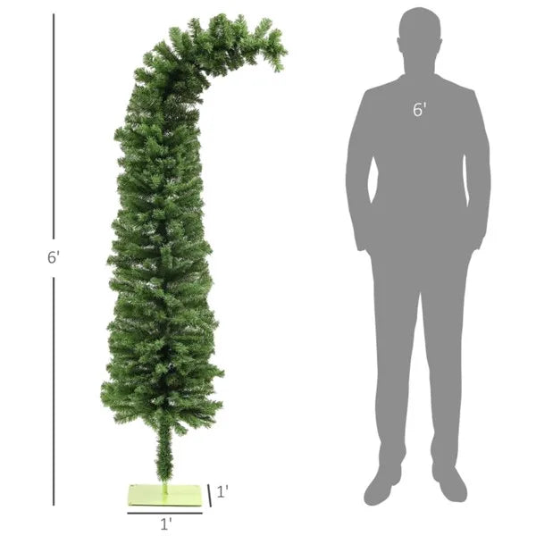 6 Ft Green Christmas Tree - Whimsical Pencil Shape Design