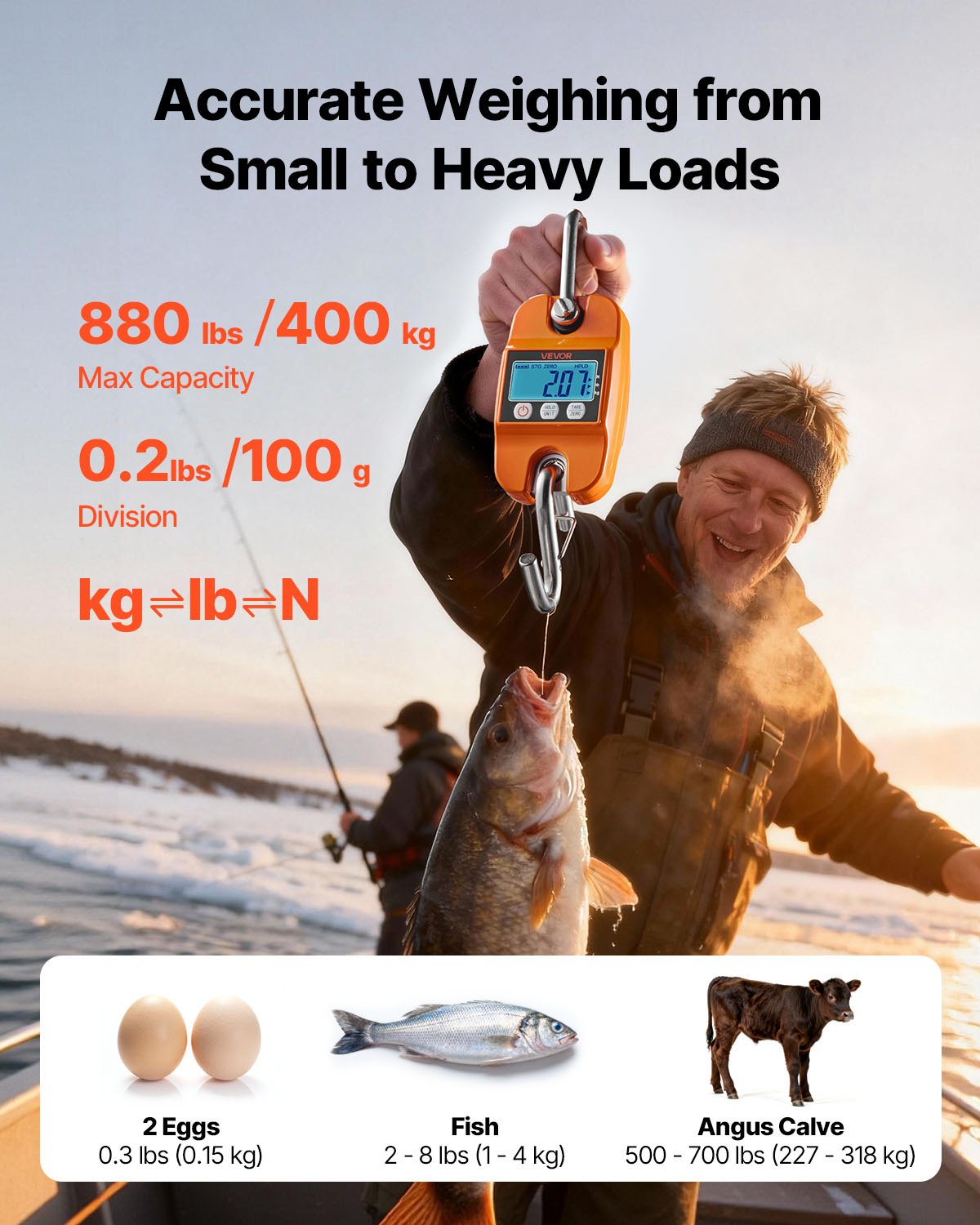 Digital Crane Scale 880 Lbs/400 Kg Handheld Hanging Scale with LCD Display