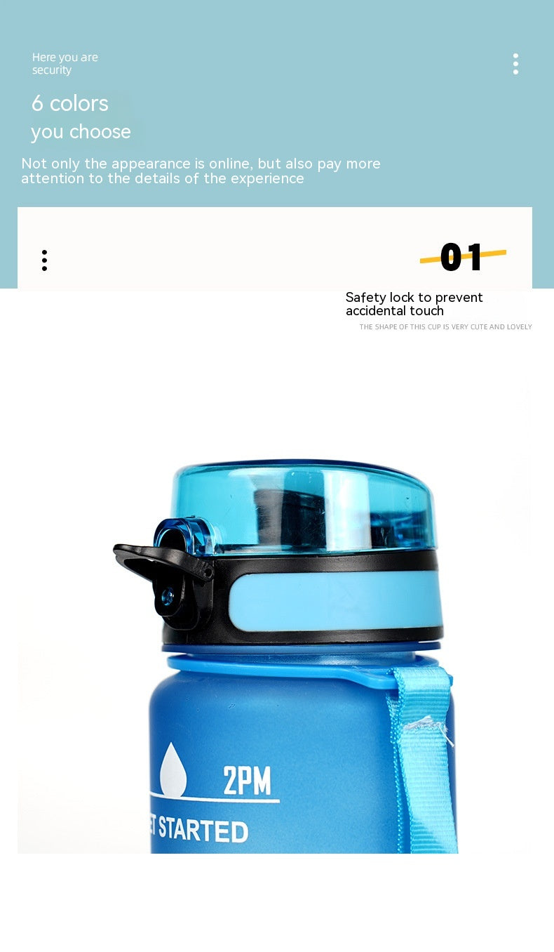 Large Capacity Sports Water Bottle - Gradient Cup with Lanyard 1000ml