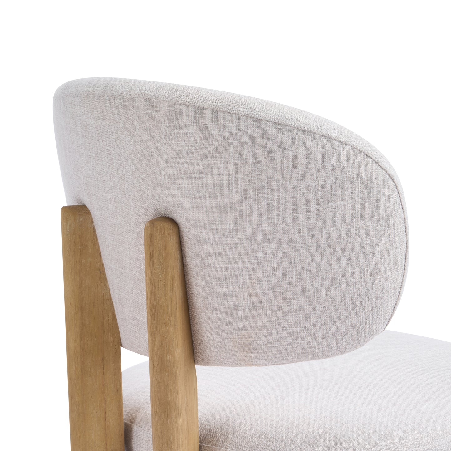 Beige Upholstered Dining Chairs - Set of 4 with Natural Frame