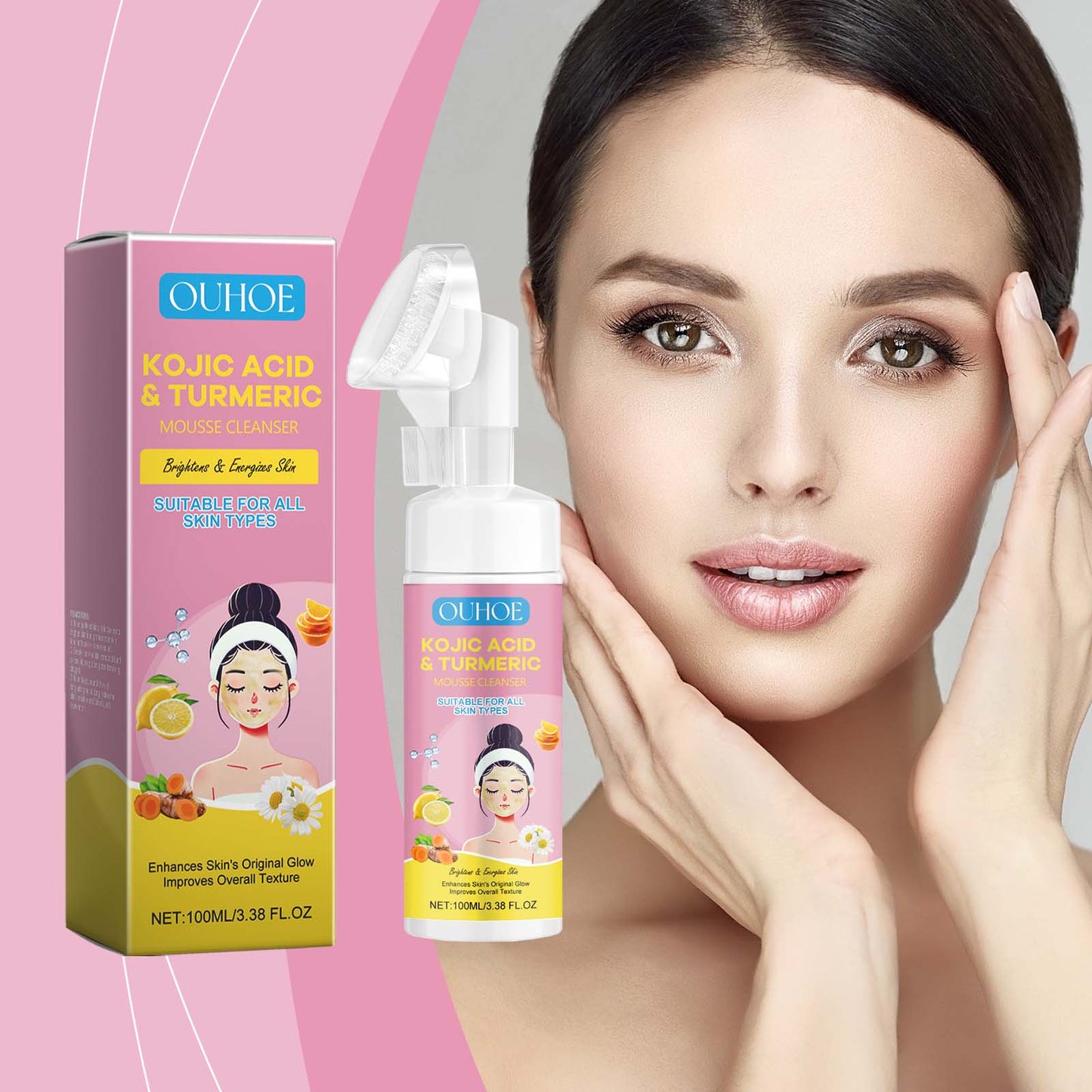 Kojic Acid & Turmeric Mousse Facial Cleanser - Hydrating Foam Face Wash