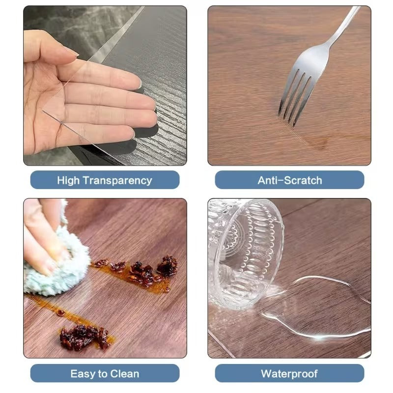 Clear Table Protector Mat - Heavy Duty 2.0mm Waterproof PVC Cover