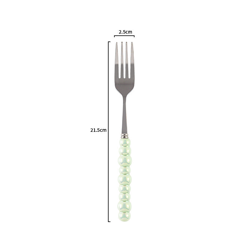 Ceramic Pearl Handle Cutlery Set - Spoon Fork Knife Household Dinnerware