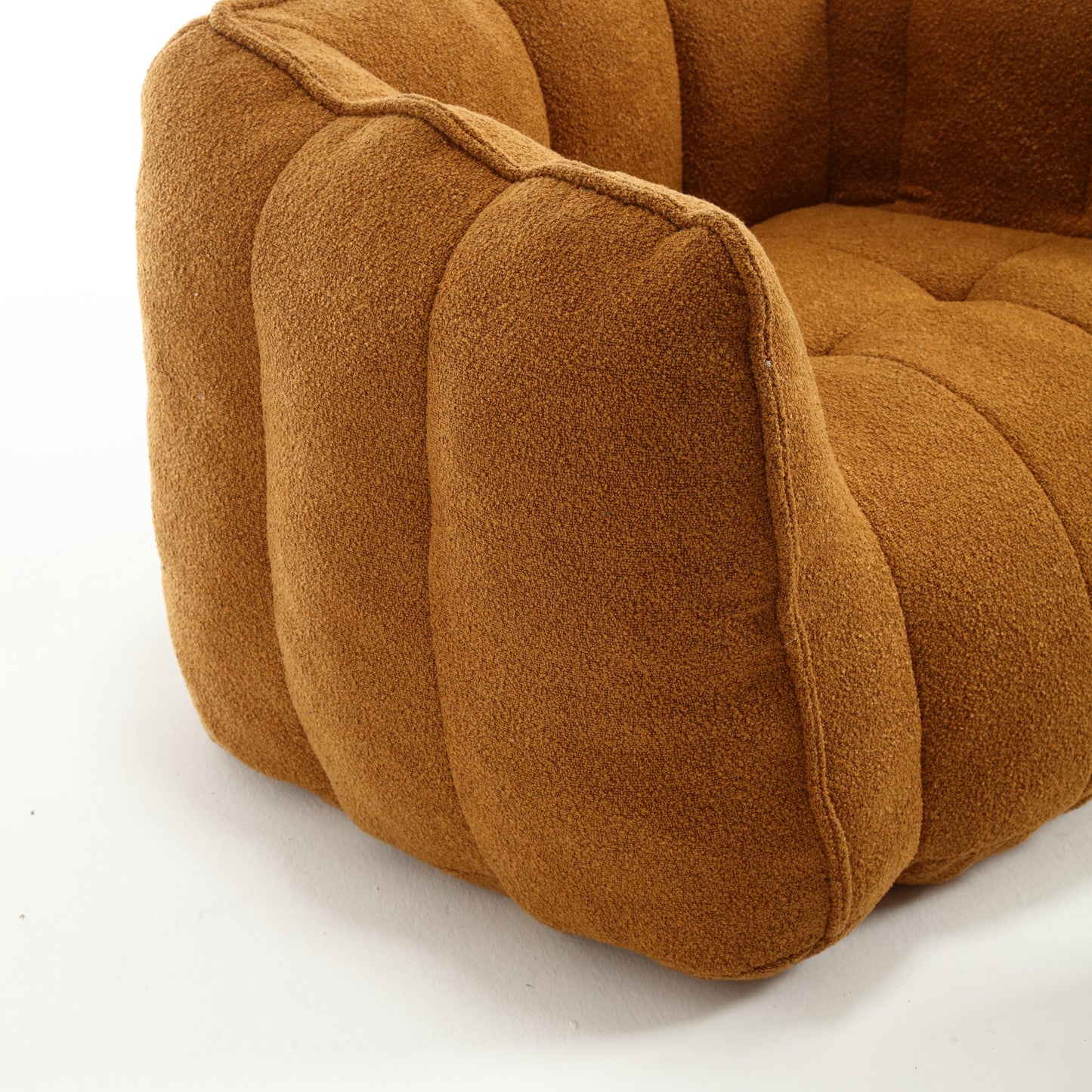 Soft Chenille Bean Bag Chair with Foam Filler - Khaki & Yellow