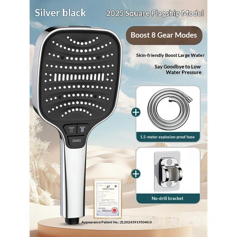 Square Pressurized Shower Head with 1.5m Pipe & Brackets - Multiple Styles