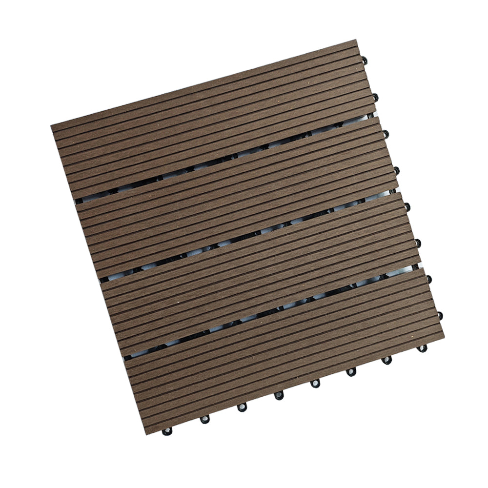 Outdoor Garden Wood Plastic Interlocking Floor Tiles - 11 Pieces, 300x300x22mm