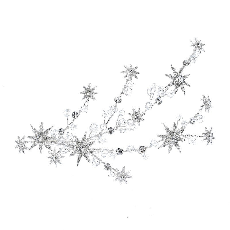 Bridal Wedding Headdress Hair Accessory with Rhinestones - Silver