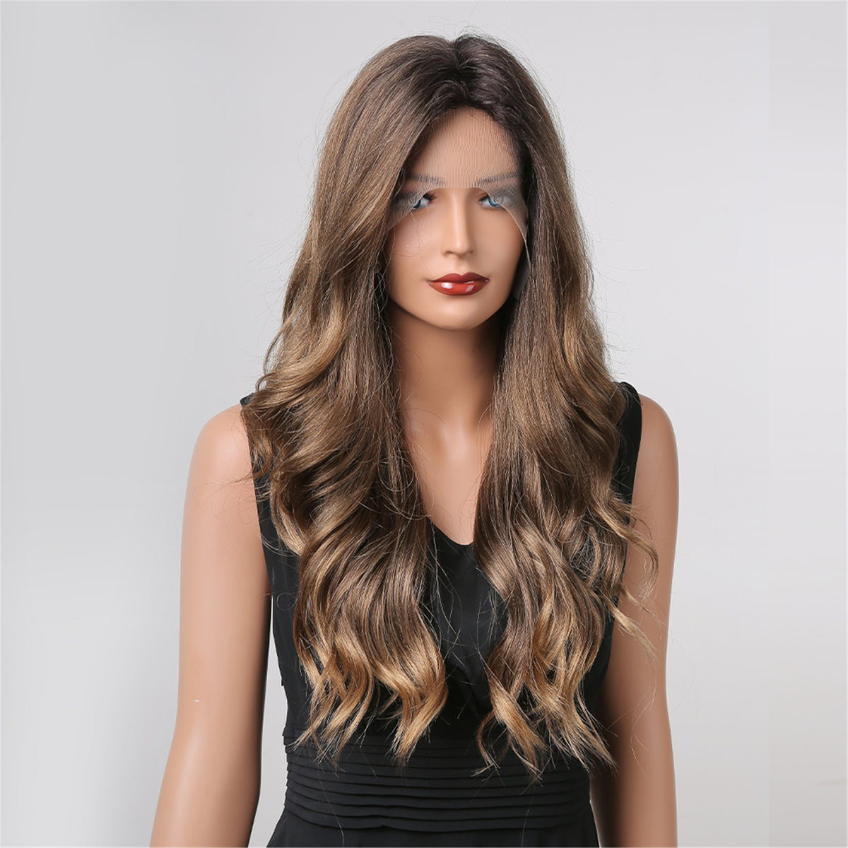 Gradient Brown Curly Long Hair Wig - 26 Inch