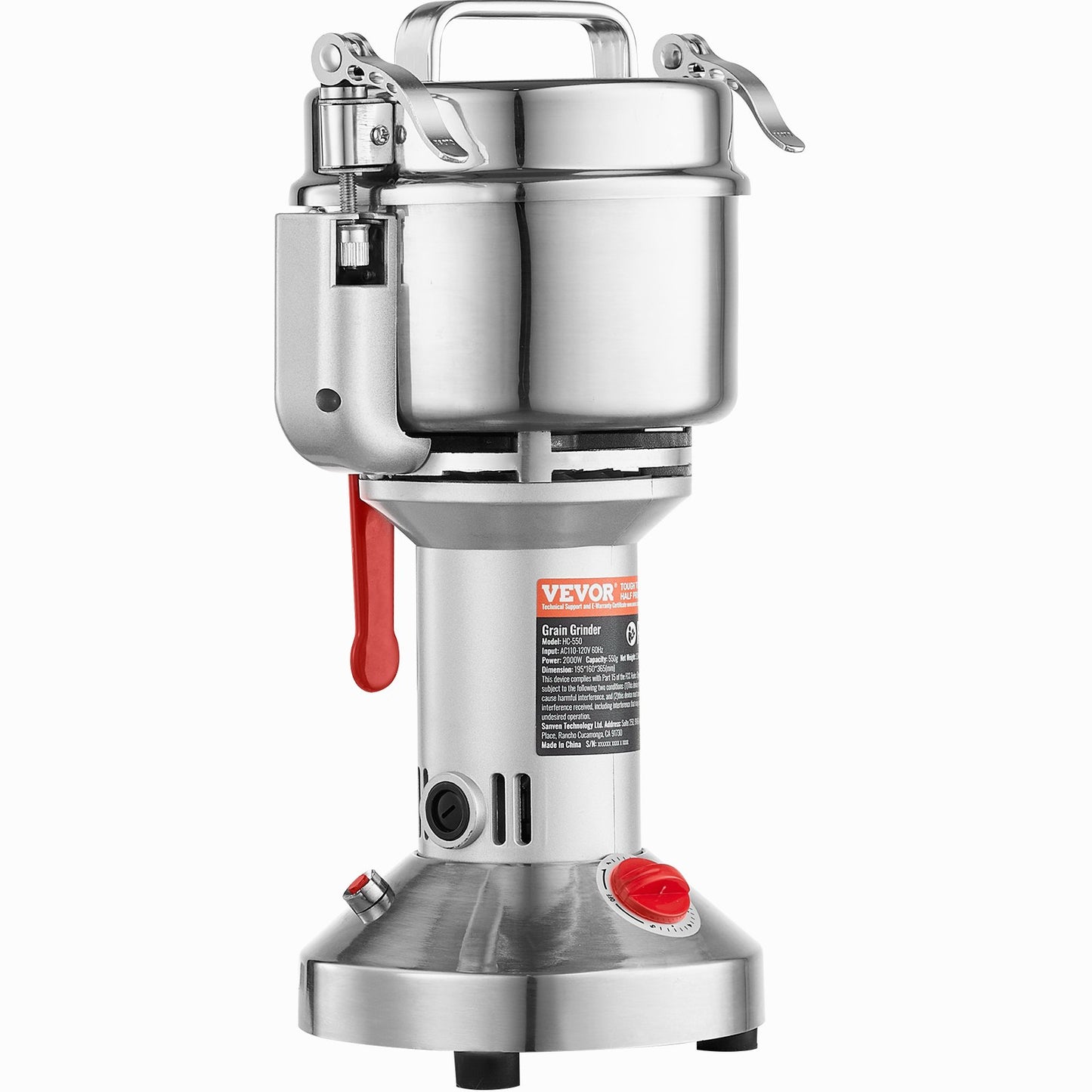 Electric Spice Grinder 550g High-Speed Grain Mill for Kitchen - Silver