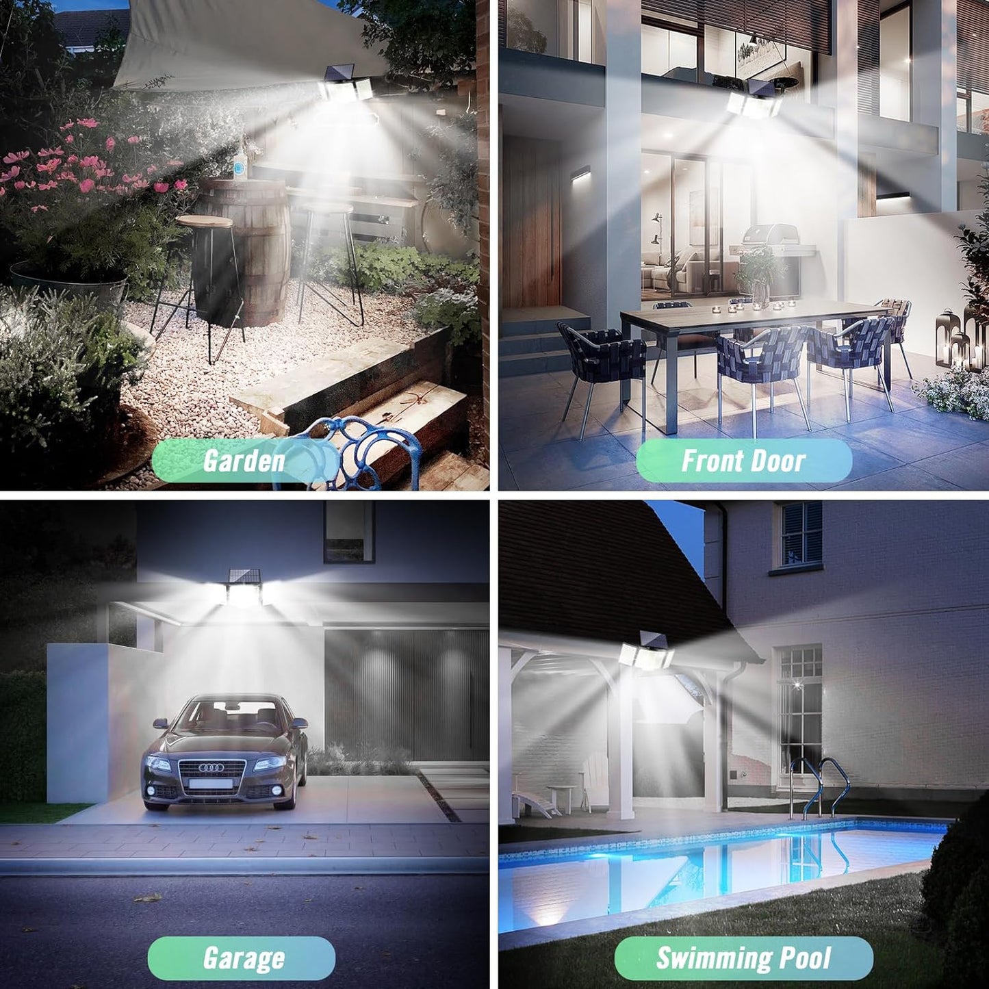 Outdoor Solar Motion Lights 348 LED Waterproof Security Floodlights with Remote