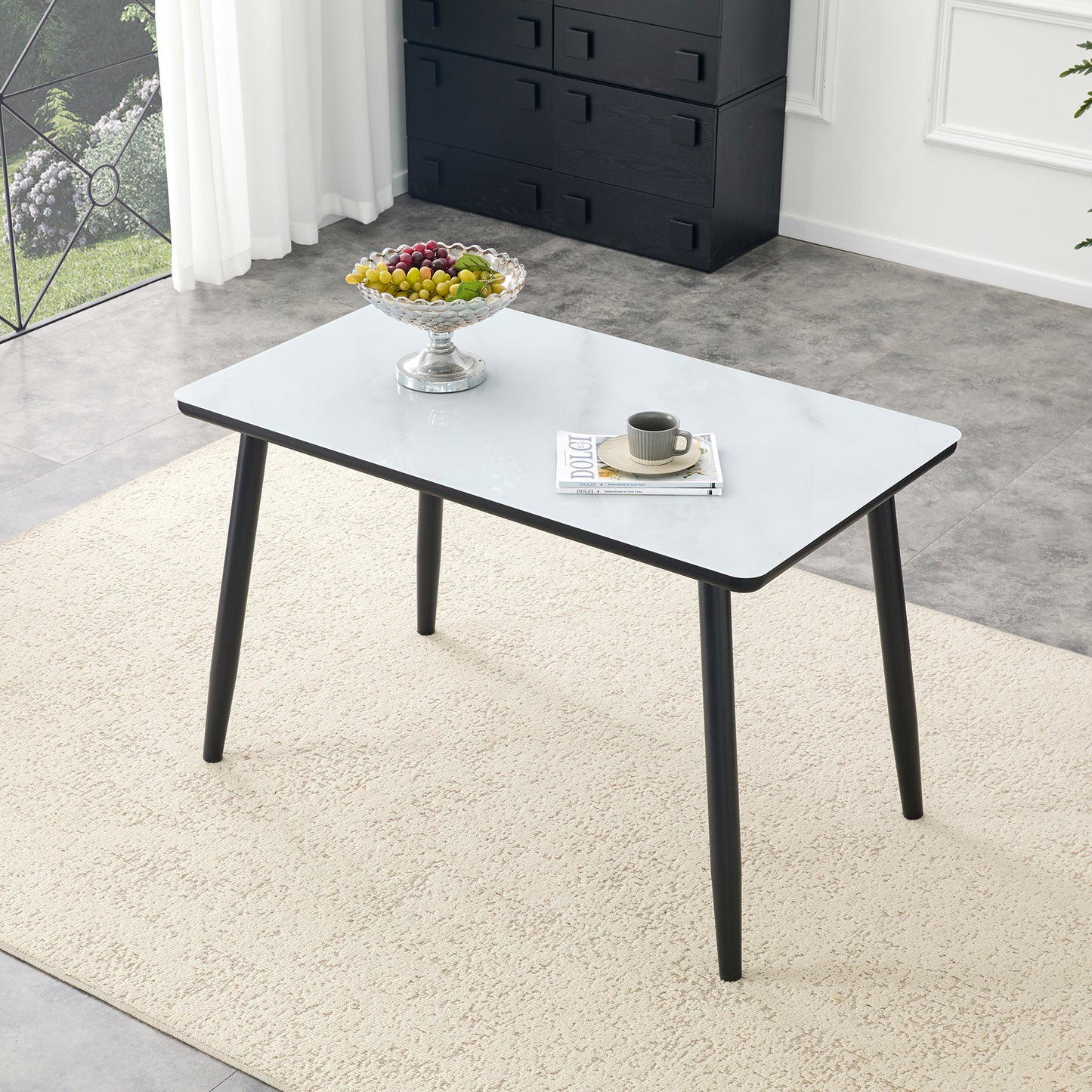 Modern Minimalist Rectangular Dining Table,suitable For 4-6