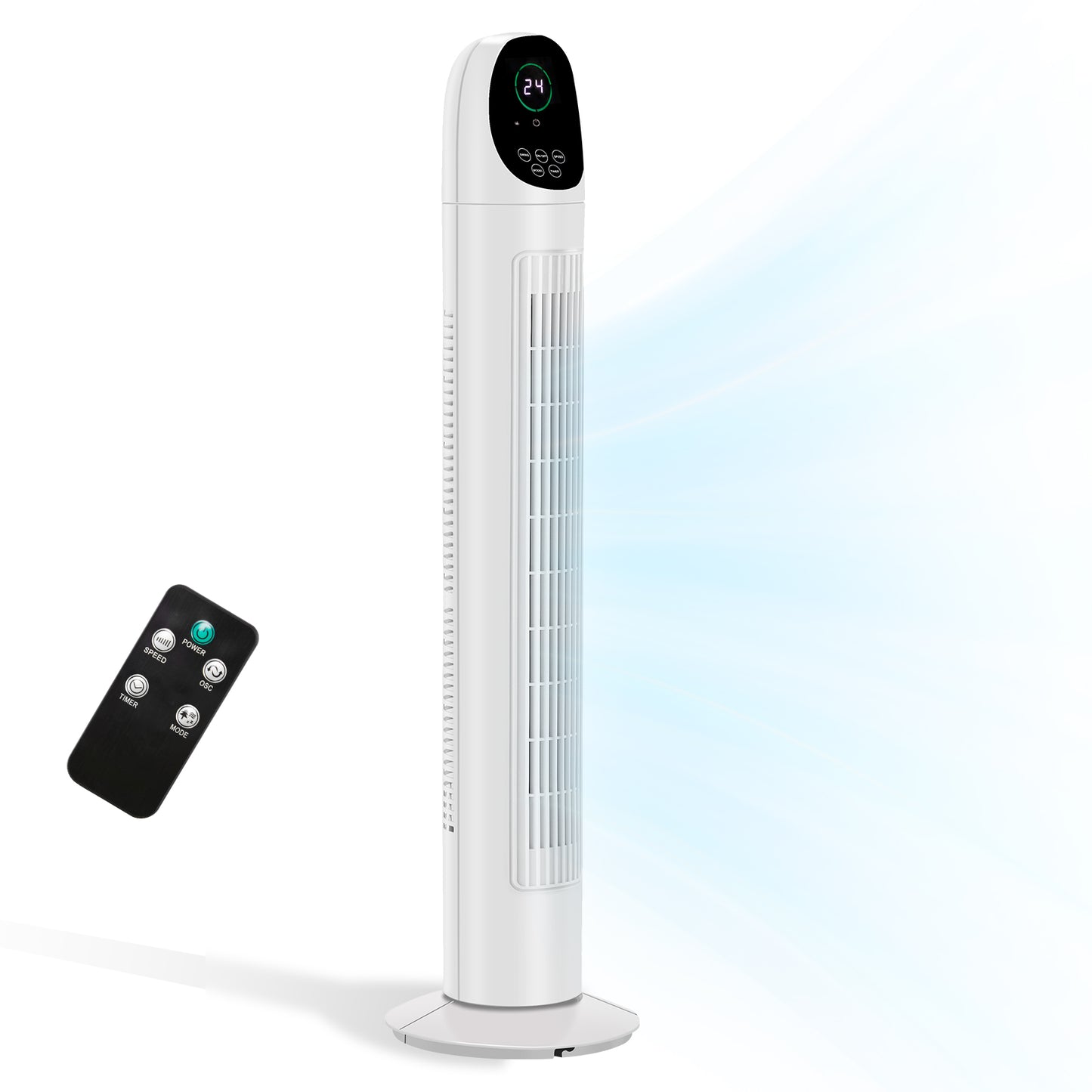 34 Inch Tower Fan with Remote Control and Digital LED Display - Quiet Space-Saving Floor Fan for Indoor Home and Bedroom Cooling
