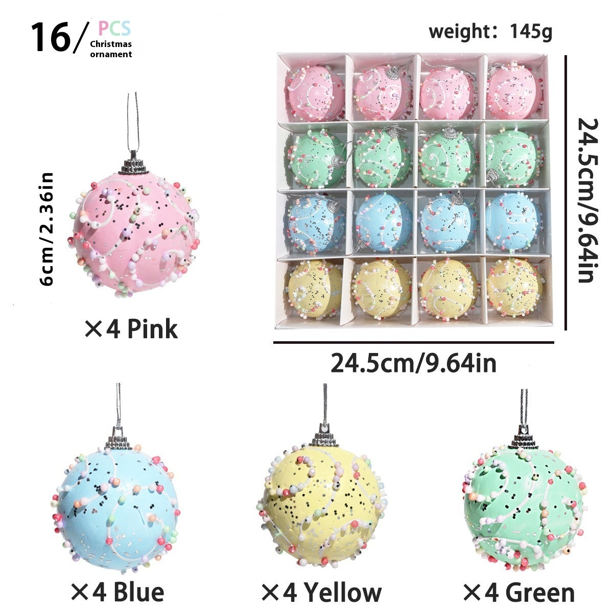 Christmas Color Macaron Ball Candy Set - Festive Foam Ornaments 6cm & 8cm