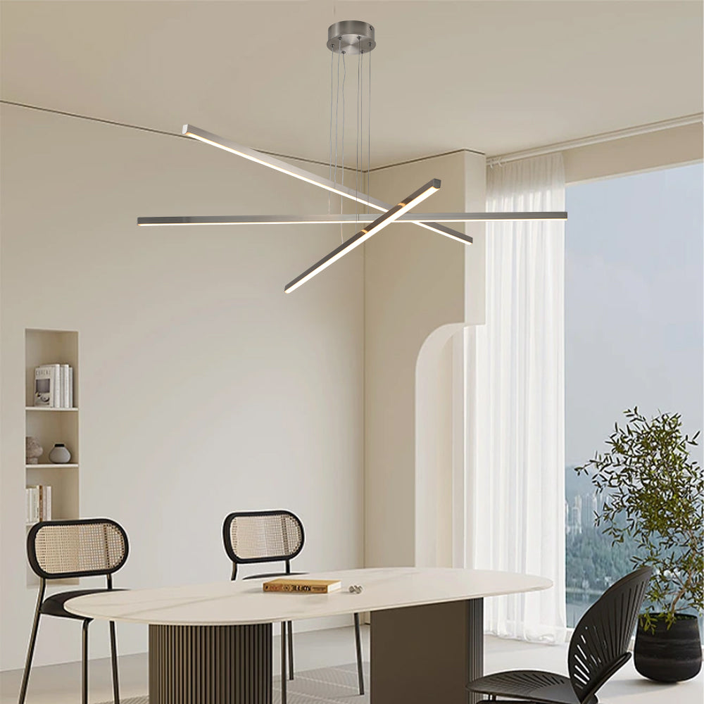 Modern LED Chandelier - Geometric 3-Arm Design, Adjustable Height