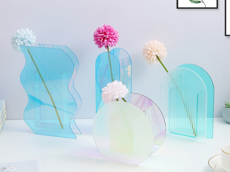 Colorful Acrylic Flower Vase - Geometric Modern Home Decor
