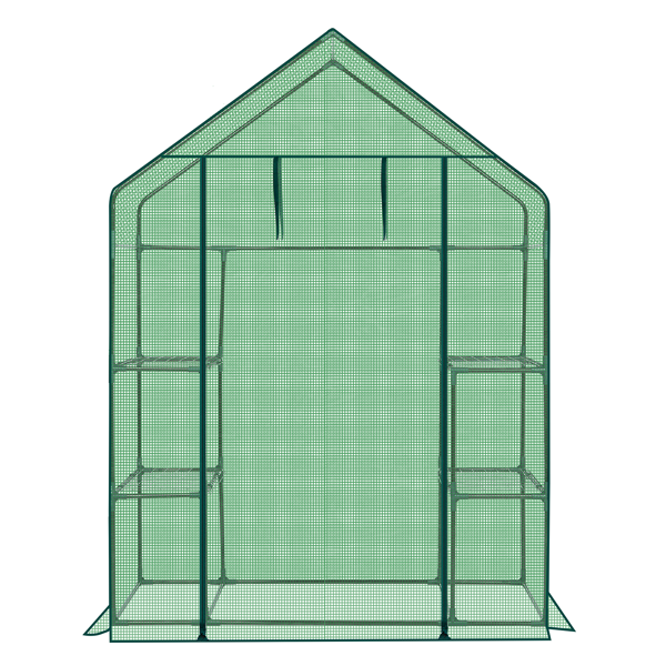 Walk-In Greenhouse with PE Cover & 4 Shelves - Indoor Outdoor Plant Garden