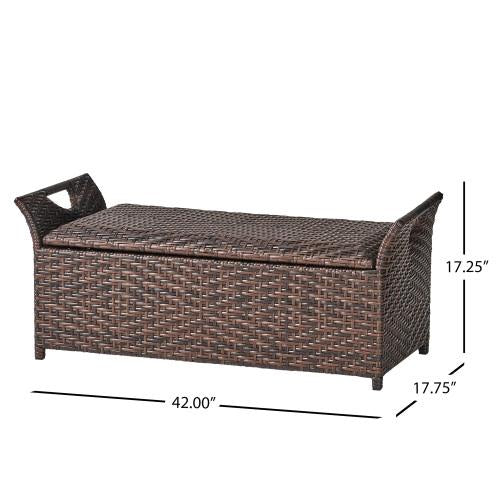 Wing Shaped Outdoor Storage Bench with Hidden Storage - Brown