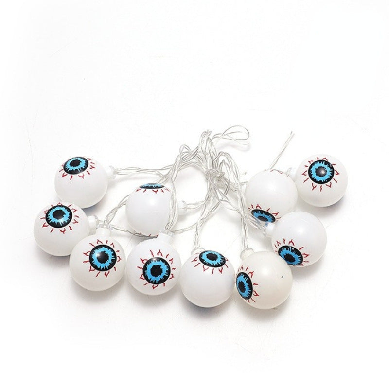 Halloween Ghost Eyeballs LED String Light Set - Battery Powered, Green 10 Lights