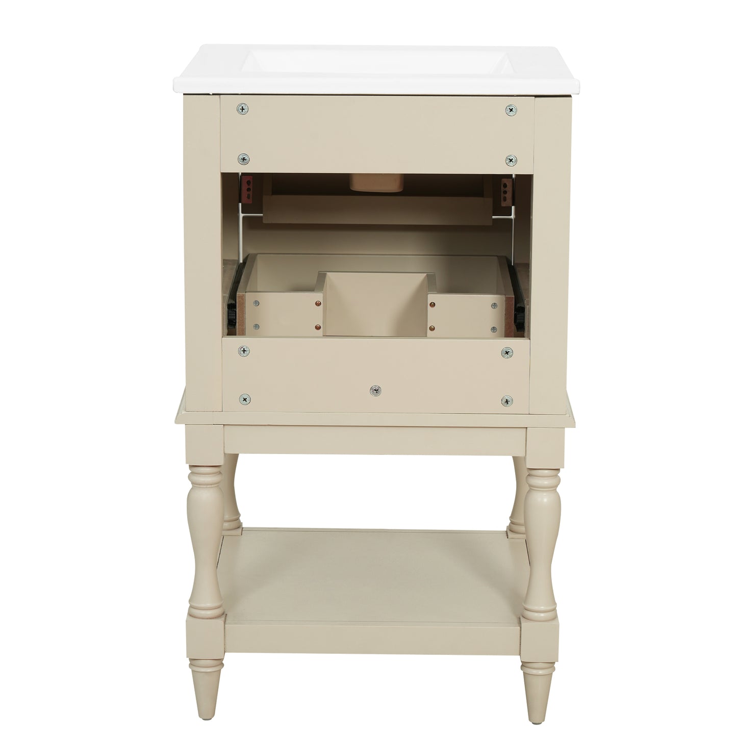 20'' Beige Bathroom Vanity with Ceramic Sink & 2 Drawers