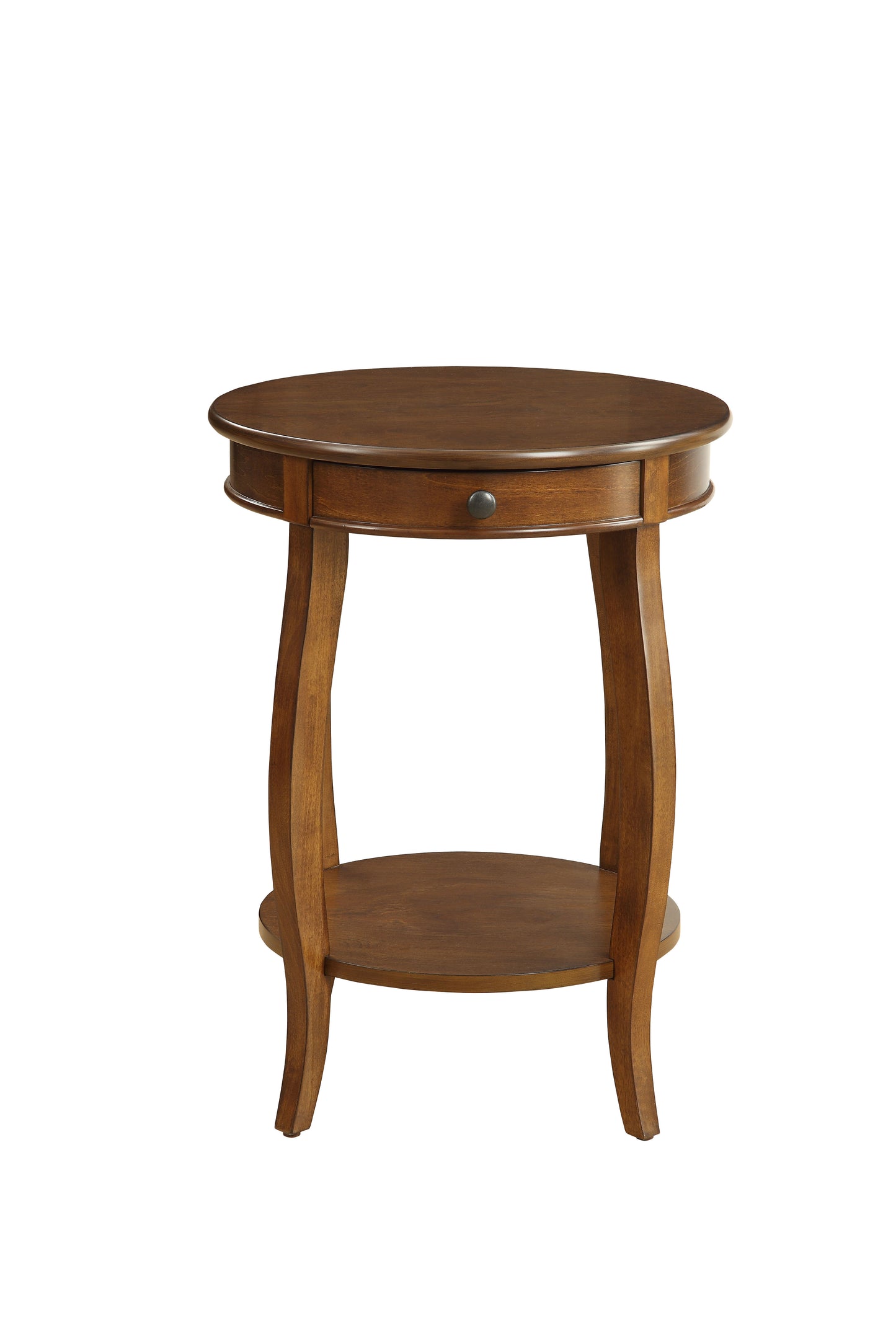 Walnut Finish Accent Table with Drawer & Open Shelf