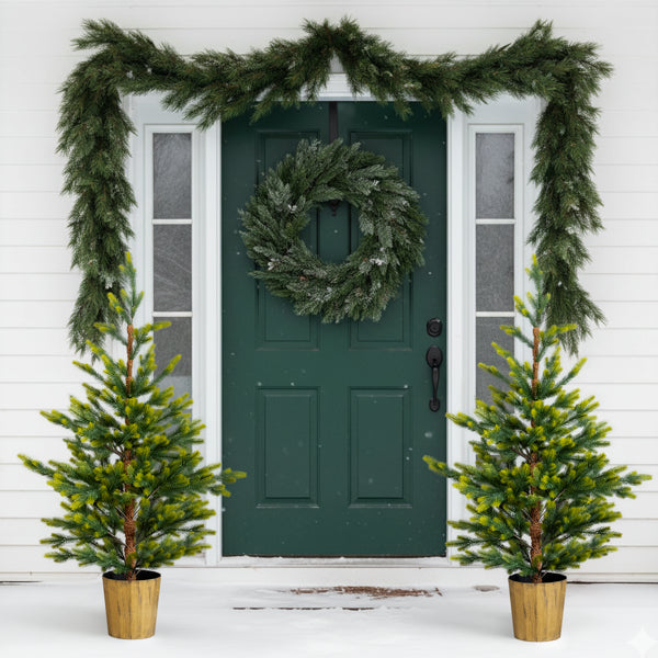 4FT Dual Tone Artificial Christmas Tree - 2 Pack with Pot