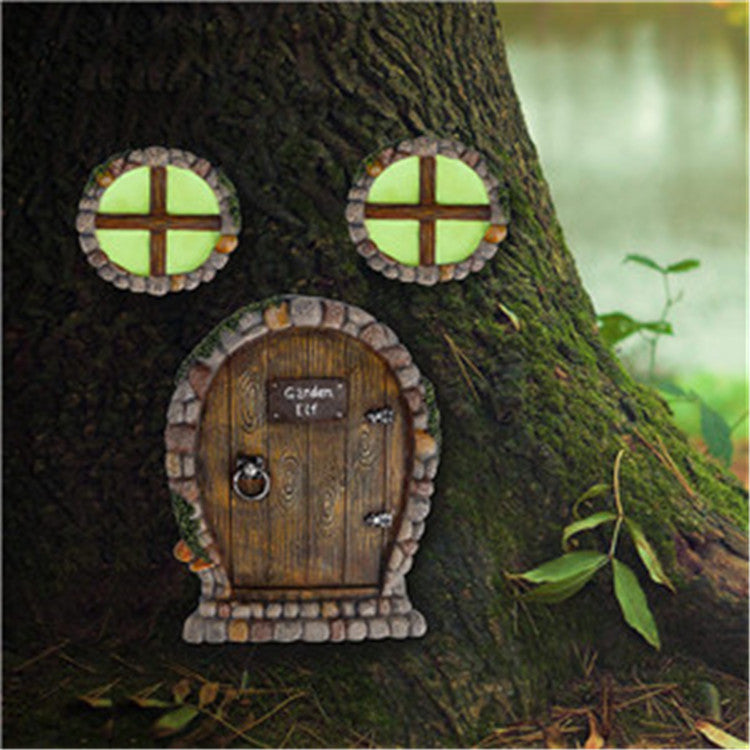 Fairy Gnome Garden Decor Doors and Windows Set - Pastoral Resin Ornaments