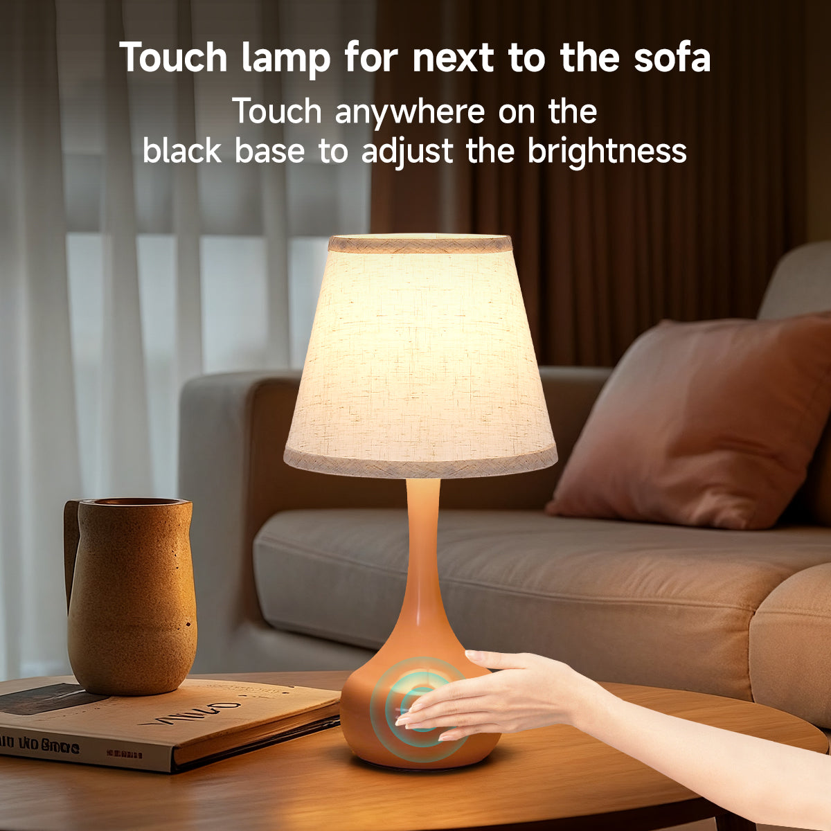 Dimmable Touch Table Lamp Set - Pink Bedside Lamps with LED Bulbs