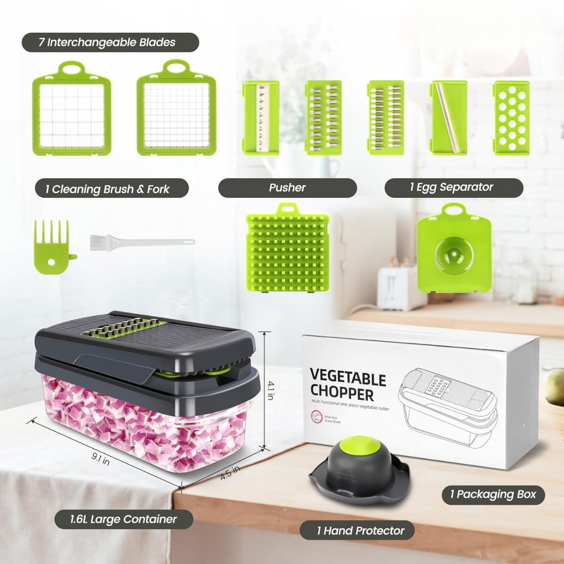 12-in-1 Vegetable Chopper with Container & Sharp Blades