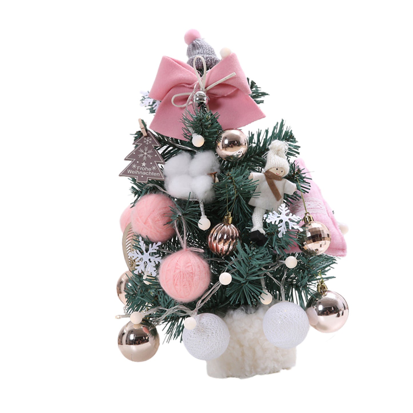 Adjustable Small Christmas Tree with Lights - 35cm Roseate