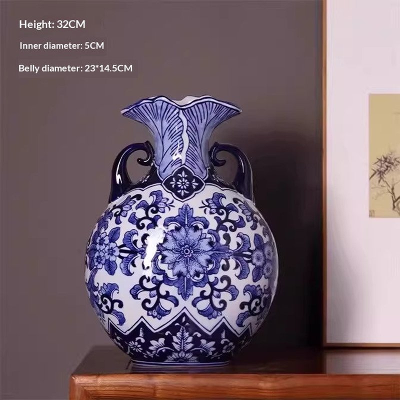Antique-Style Blue and White Ceramic Vase for Home Decor - Multiple Styles