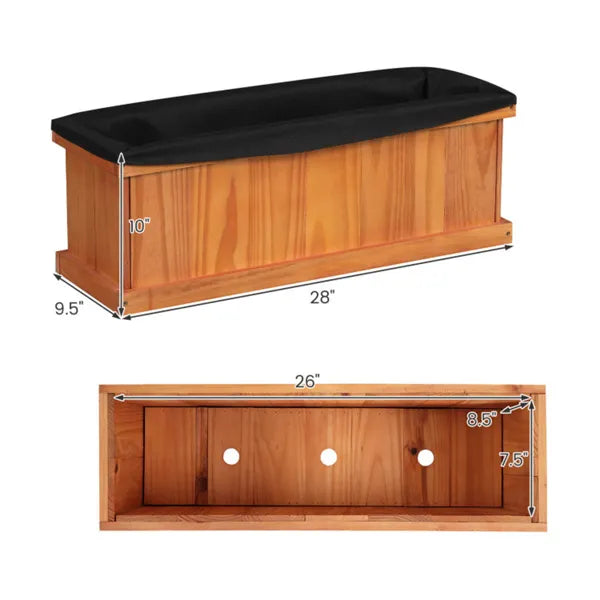 Detachable Bottom Pine Planter Box for Herbs & Vegetables - 28x9.5x10