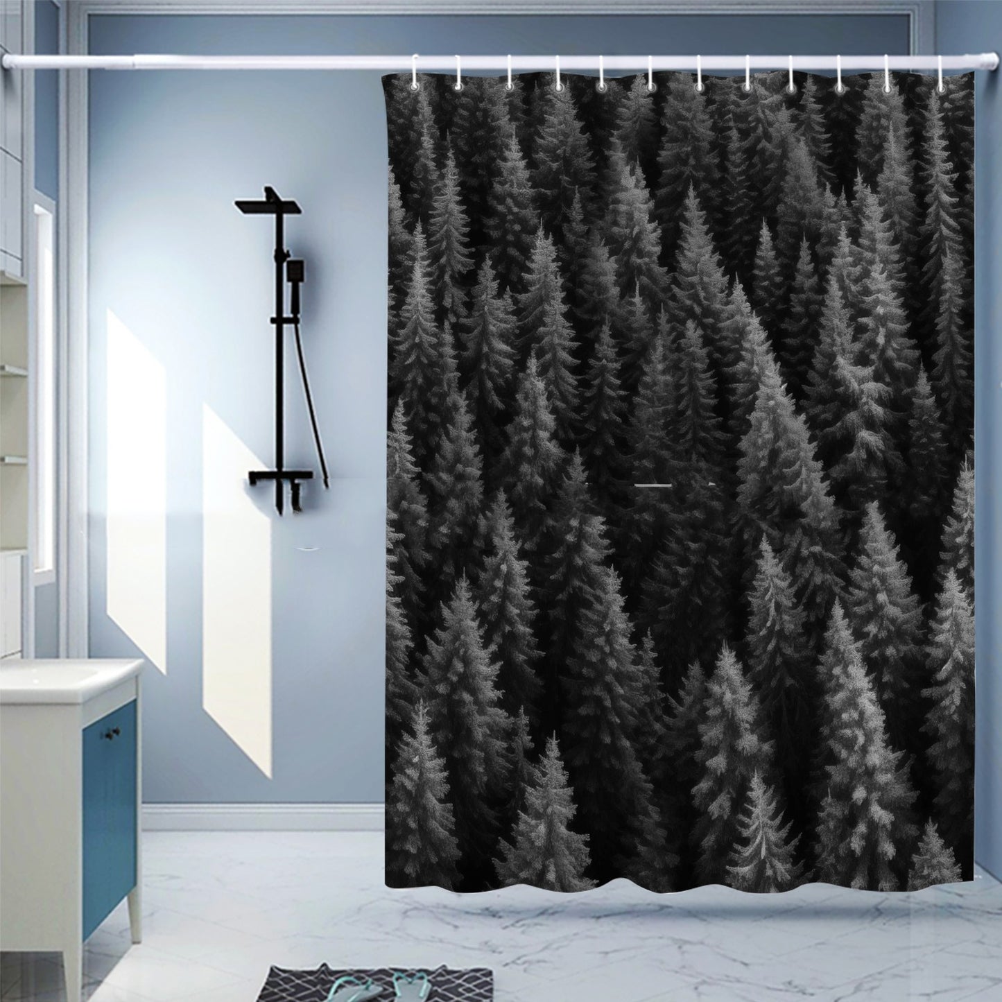 Waterproof Digital Printing Shower Curtain - Punch-Free European Style 183x214cm