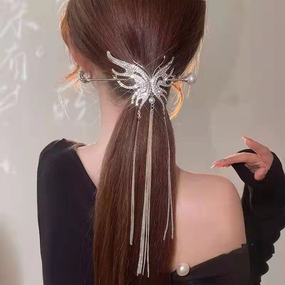 Butterfly Tassel Hairpin Alloy Curling Hair Clip