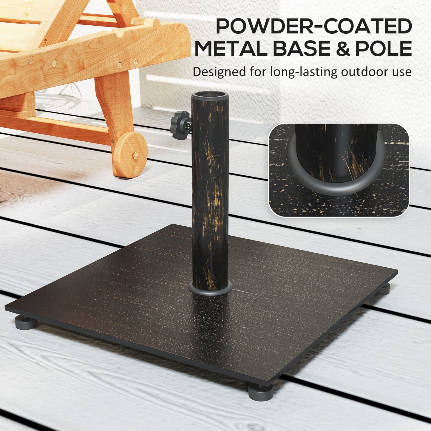 Heavy Duty Patio Umbrella Base - 29 lbs Metal Stand for 1.5" & 1.9" Poles - Bronze