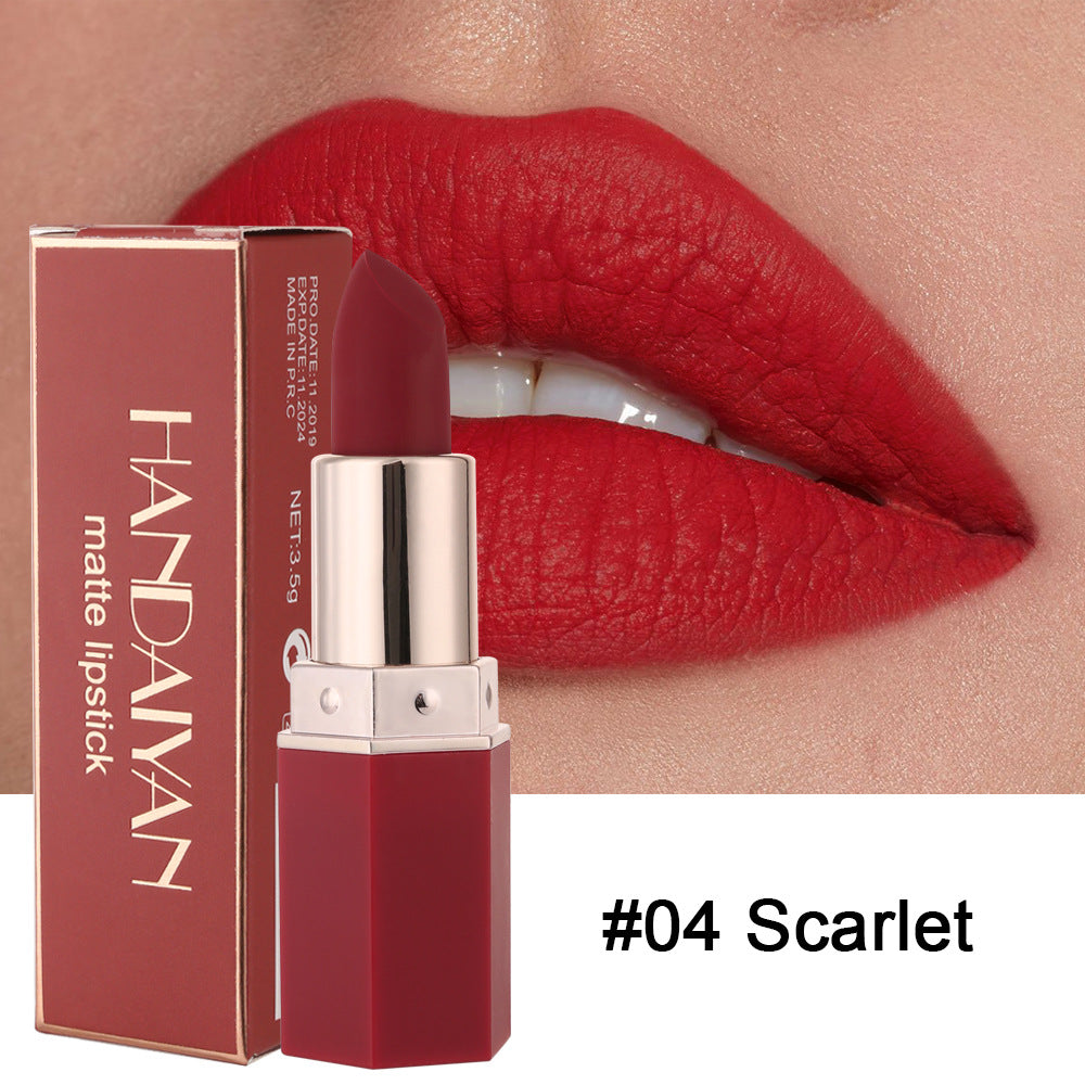 Matte Non-Stick Lipstick Set - 6 Color Options, Fading-Resistant, 3.5g