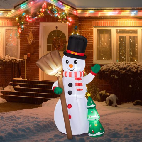 Christmas Inflatable Decoration - 6.2FT Snowman & Tree with LED Lights