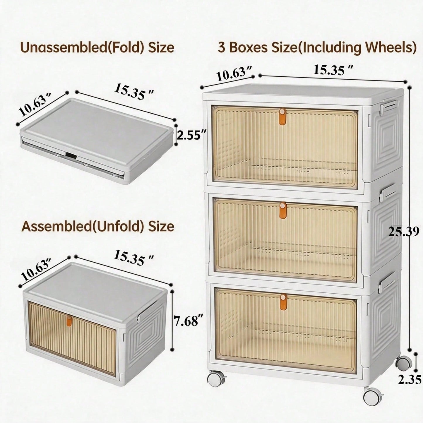 Foldable Stackable Pet Supplies Storage Bin With Wheels, Magnetic