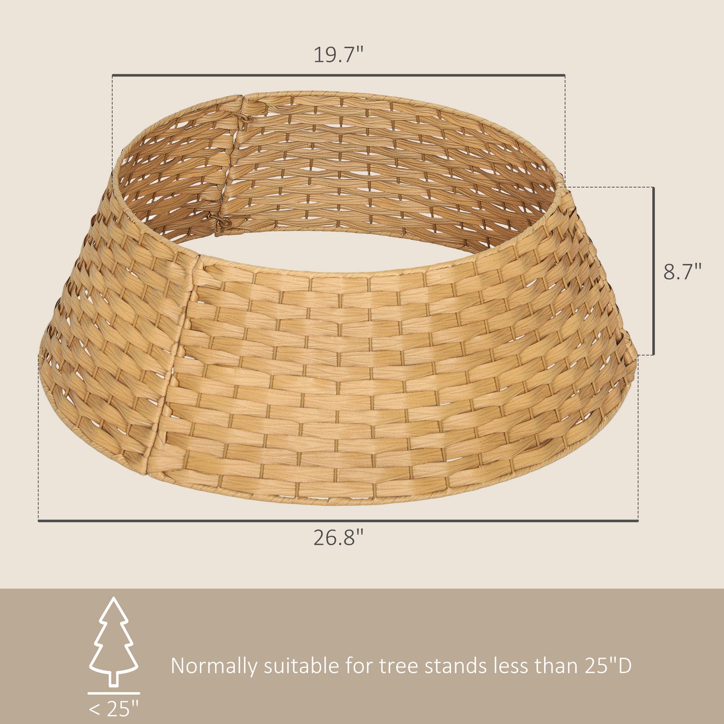 Natural 27-Inch Rustic Christmas Tree Collar - Hand-Woven Decor