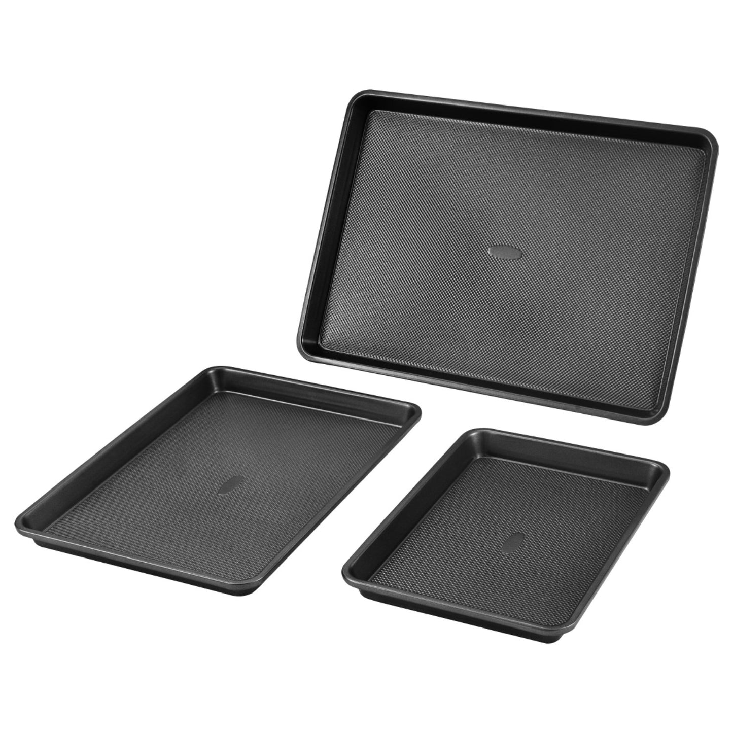 Nonstick Carbon Steel Baking Pan Set - 3-Piece with Silicone Handles