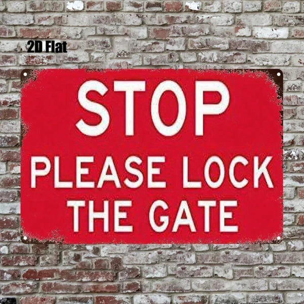 Please Lock The Door Metal Sign - 8x12 Inch Red Warning Decor
