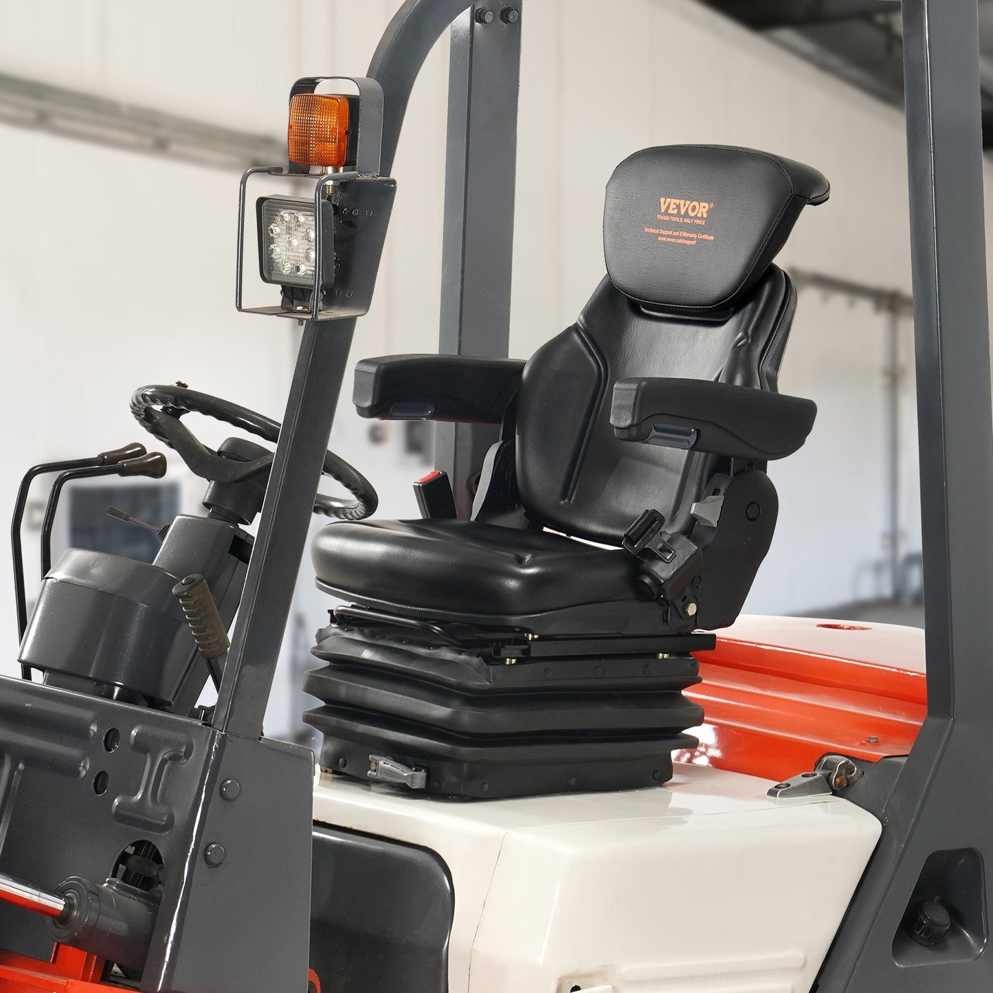 Universal Tractor Seat with Suspension, Adjustable Back & Armrests