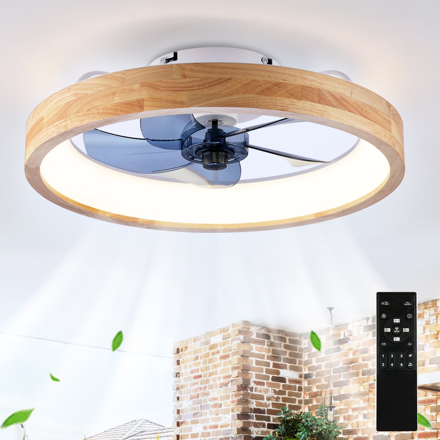 20" Modern Ceiling Fan with Lights & Remote - Matte White