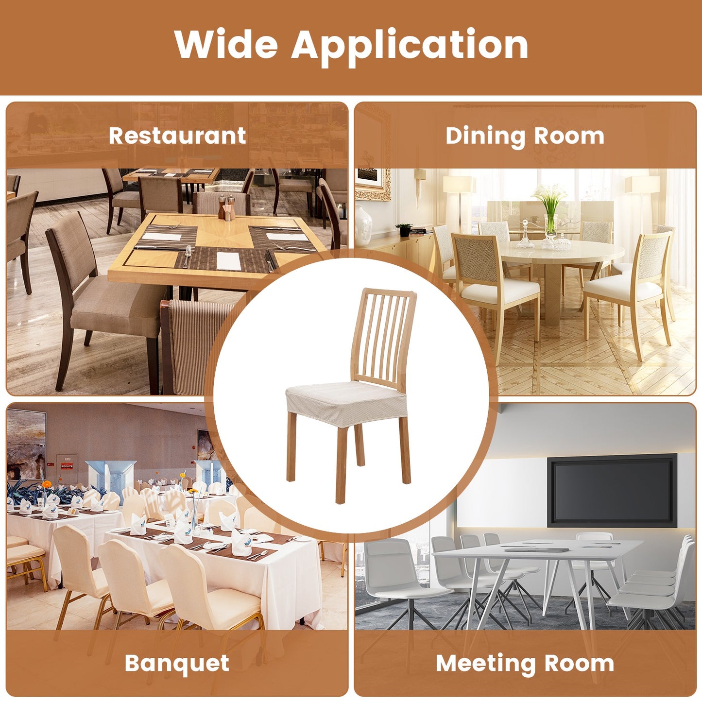 Waterproof Dining Chair Slipcovers - Stretch Jacquard Covers