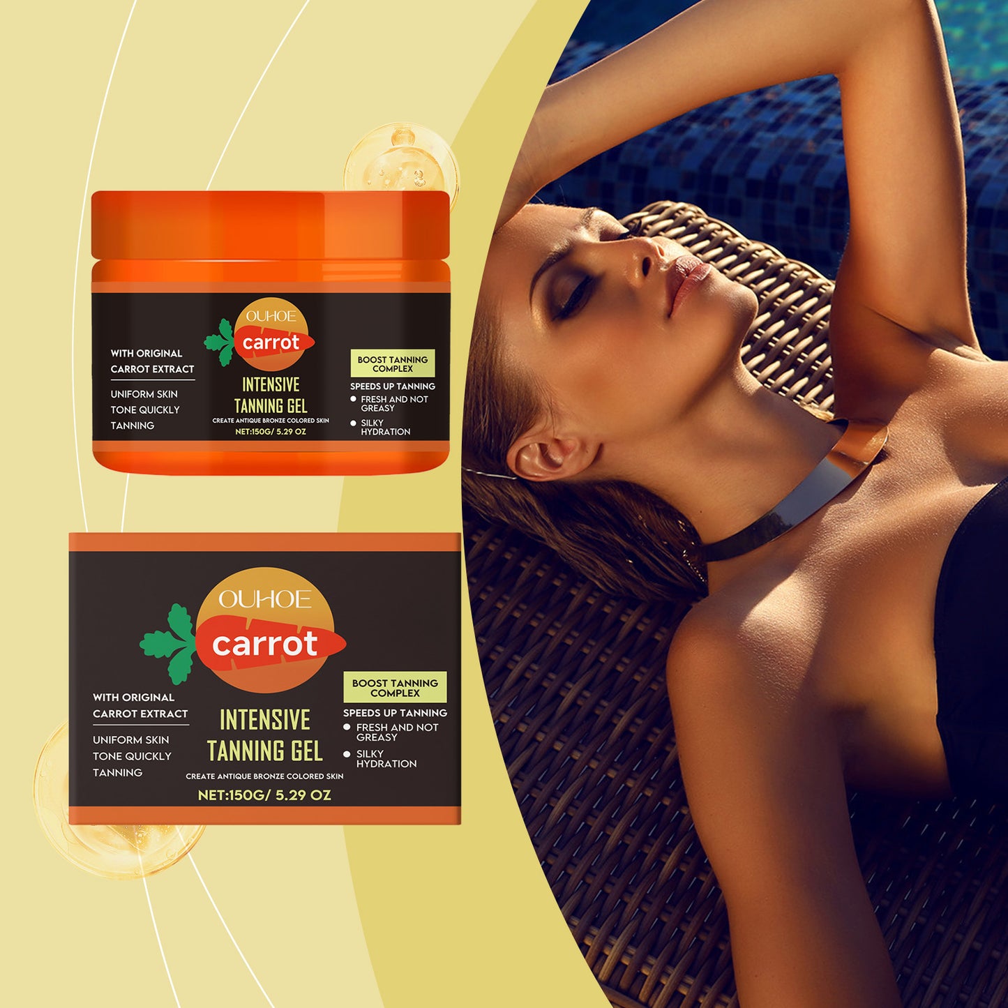 Carrot Tanning Gel - Hydrating Skin Bronzer with Carrot Seed Oil